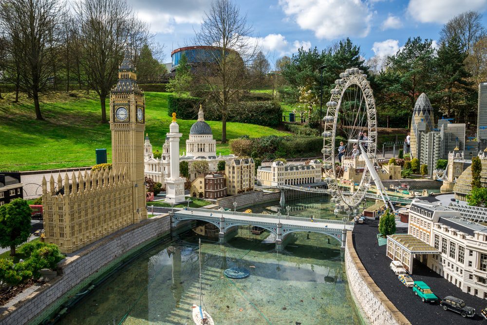 Big Ben and London Eye models in Legoland Windsor miniland, England