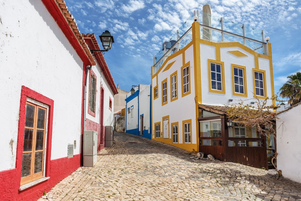 Old traditional streets of the village Alvor, Portimao.