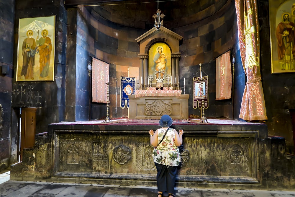 Interior of Famous Khor Virap Monastery in Armenia near mount Ararat