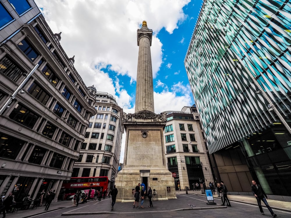 The Monument to commemorate the Great Fire of London in 1666