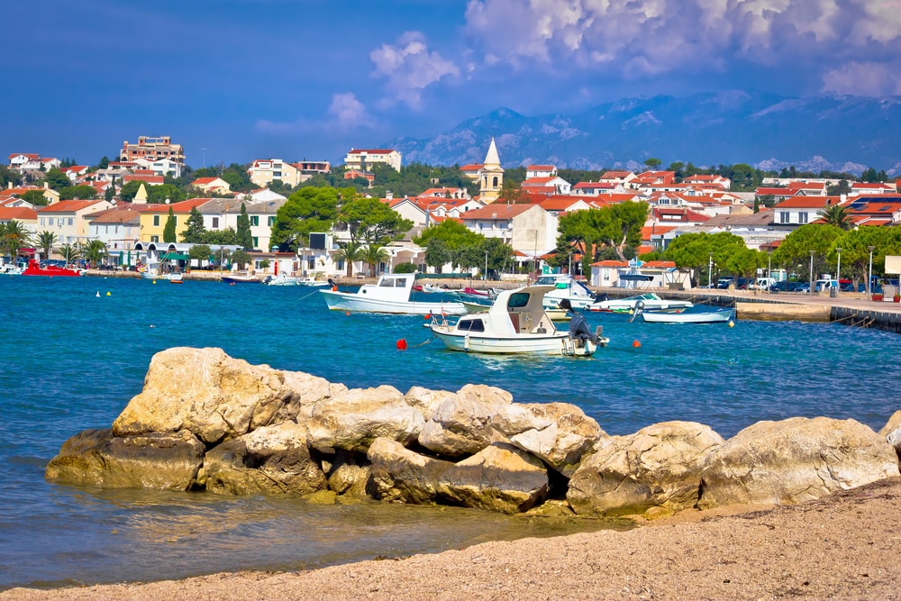 Novalja beach and waterfront on Pag island, Croatia