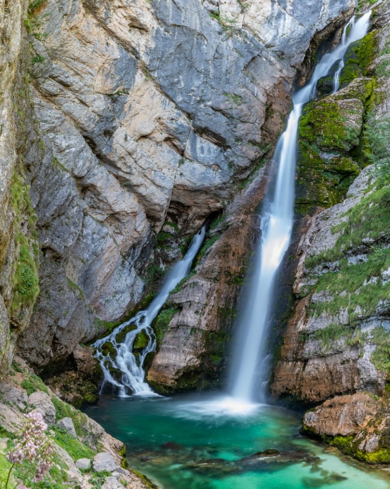 Savica Waterfall a double waterfall in Slovenia
