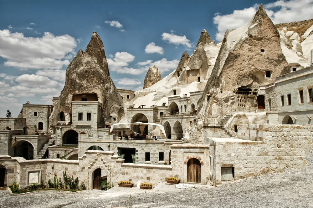 Open air museum in Goreme, Cappadocia, Turkey. Ancient caves, now underground hotels for tourists