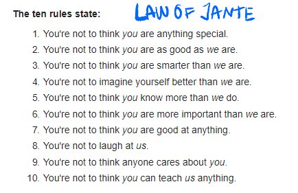The ten rules of Jante
