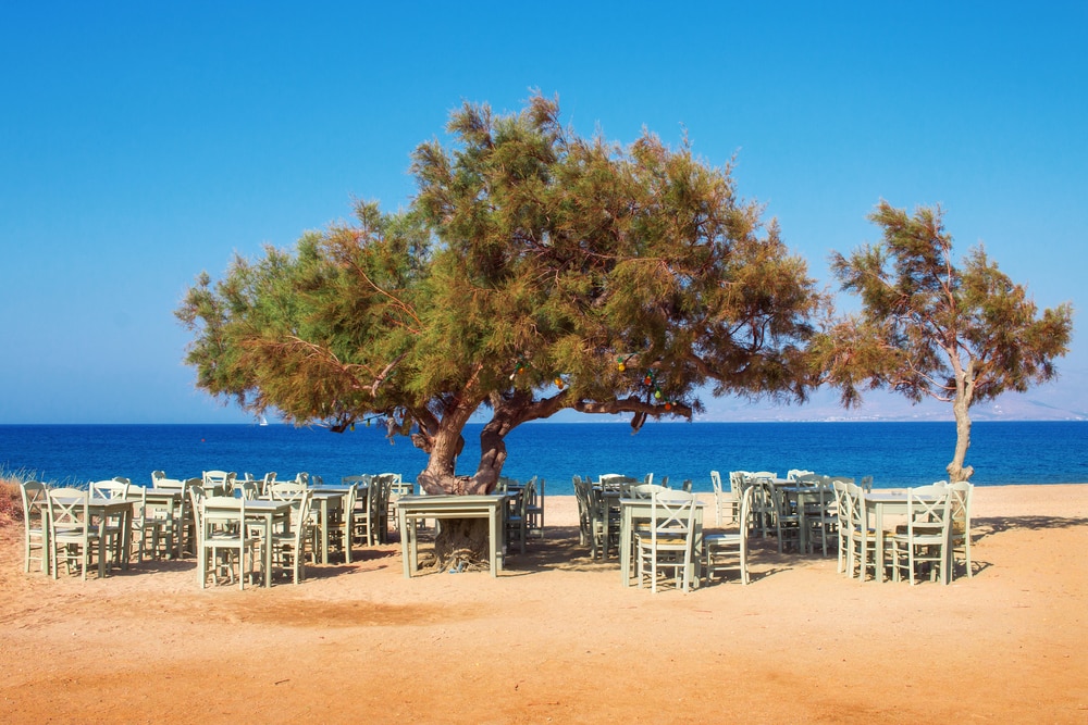 Seaside restaurant in Agia Anna, Naxos island, Greece