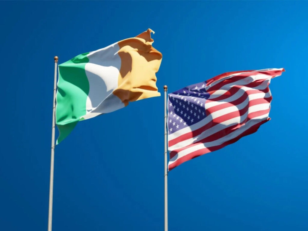 Retiring to Ireland, flags of Ireland and the USA