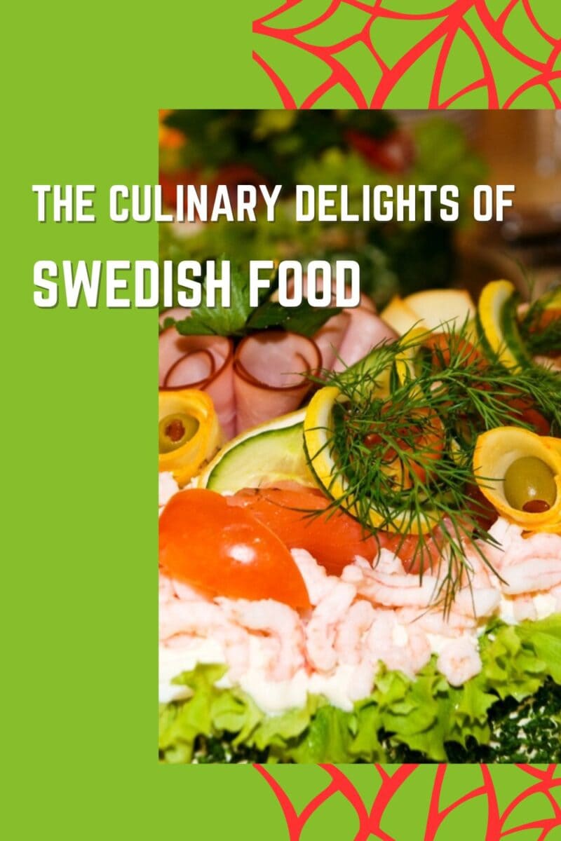 A vibrant display of Swedish food featuring fresh vegetables and shrimp.