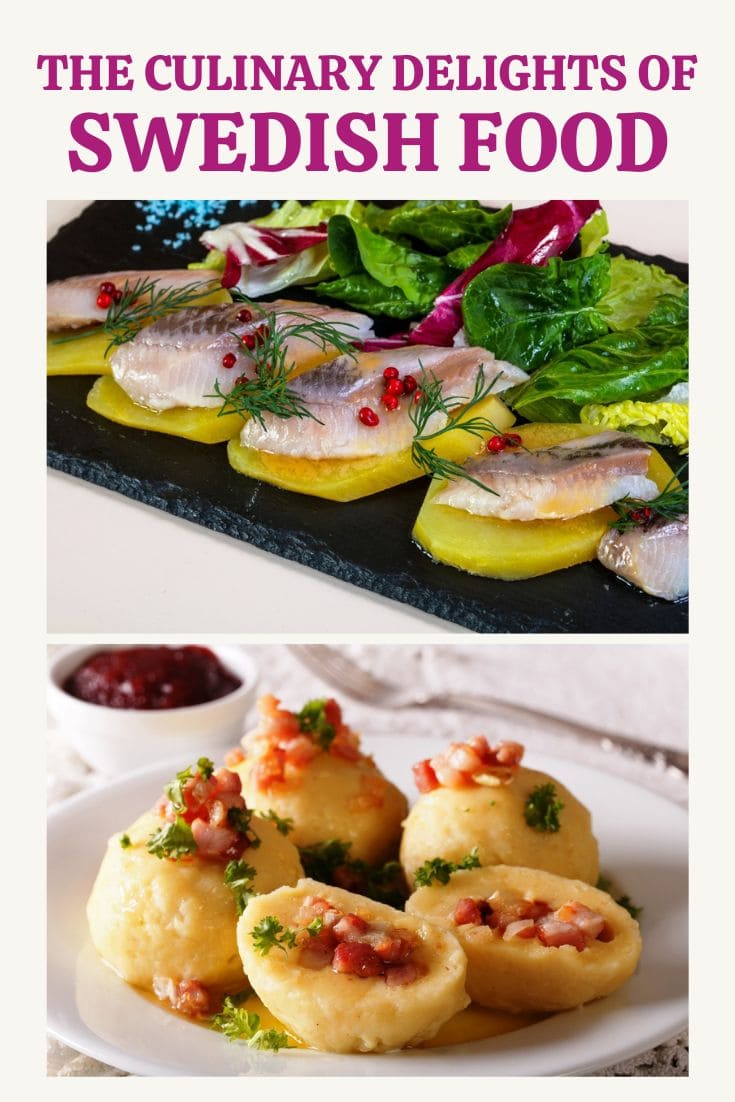 Exploring the culinary delights of Swedish food: traditional dishes featuring pickelled herring and potato dumplings.