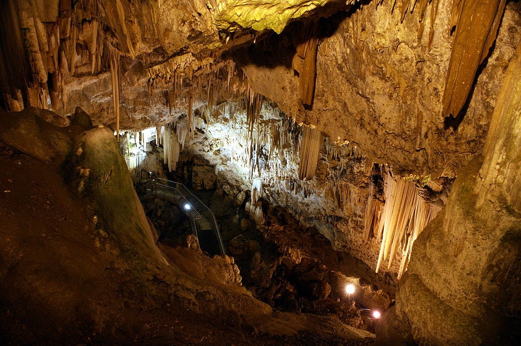 The deep marble caves on Paros Island Greece