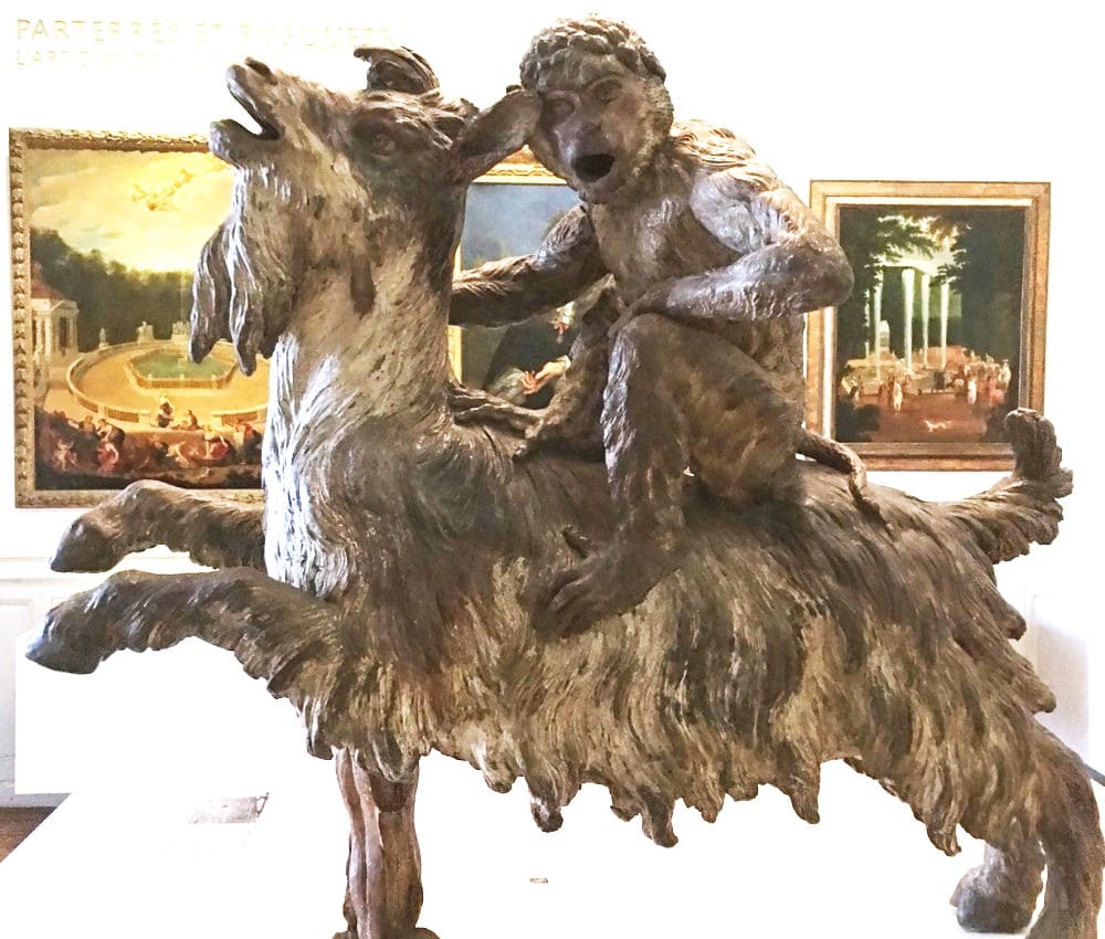 Throughout the Palace of Versailles and its outer grounds, you’ll see well-crafted marble, bronze or lead sculptures dating from the 16th century to the 19th - each one adorning the grand setting of the palace. The most unusual which showcased a monkey riding a goat. 