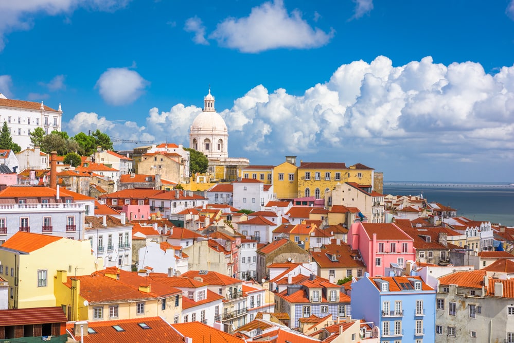 Lisbon, portugal Lisbon, Portugal city skyline over the Alfama district.