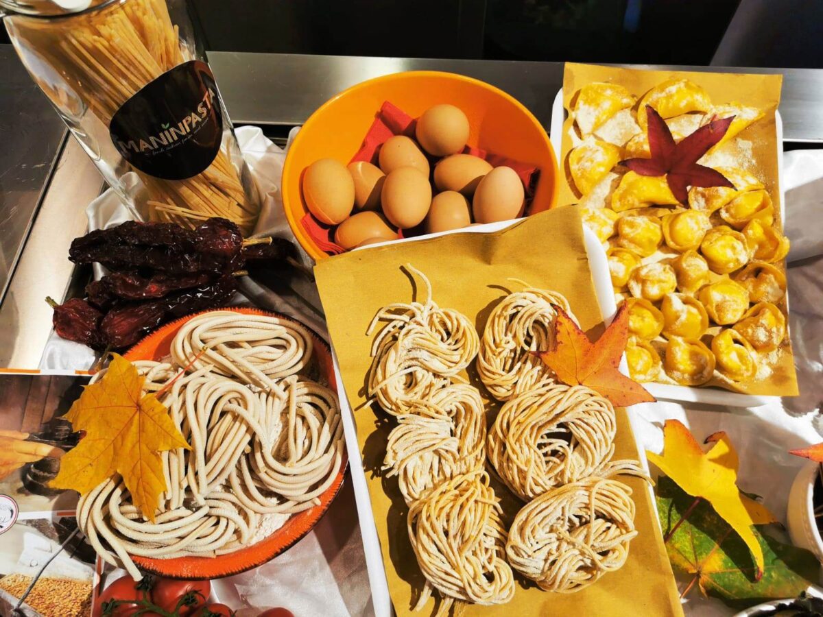 A selection of various shaped fresh pasta