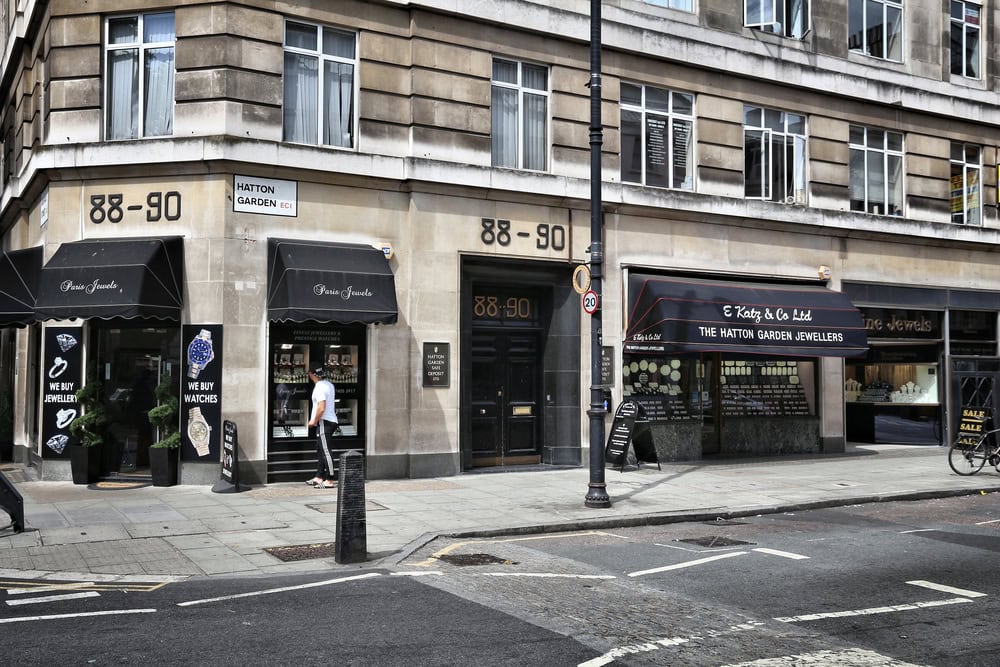 People shop at Hatton Garden in Holborn district of London. Hatton Garden Safe Deposit Company was involved in the 2015 heist.