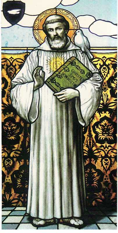 Saint Columbanus stained glass window portrait