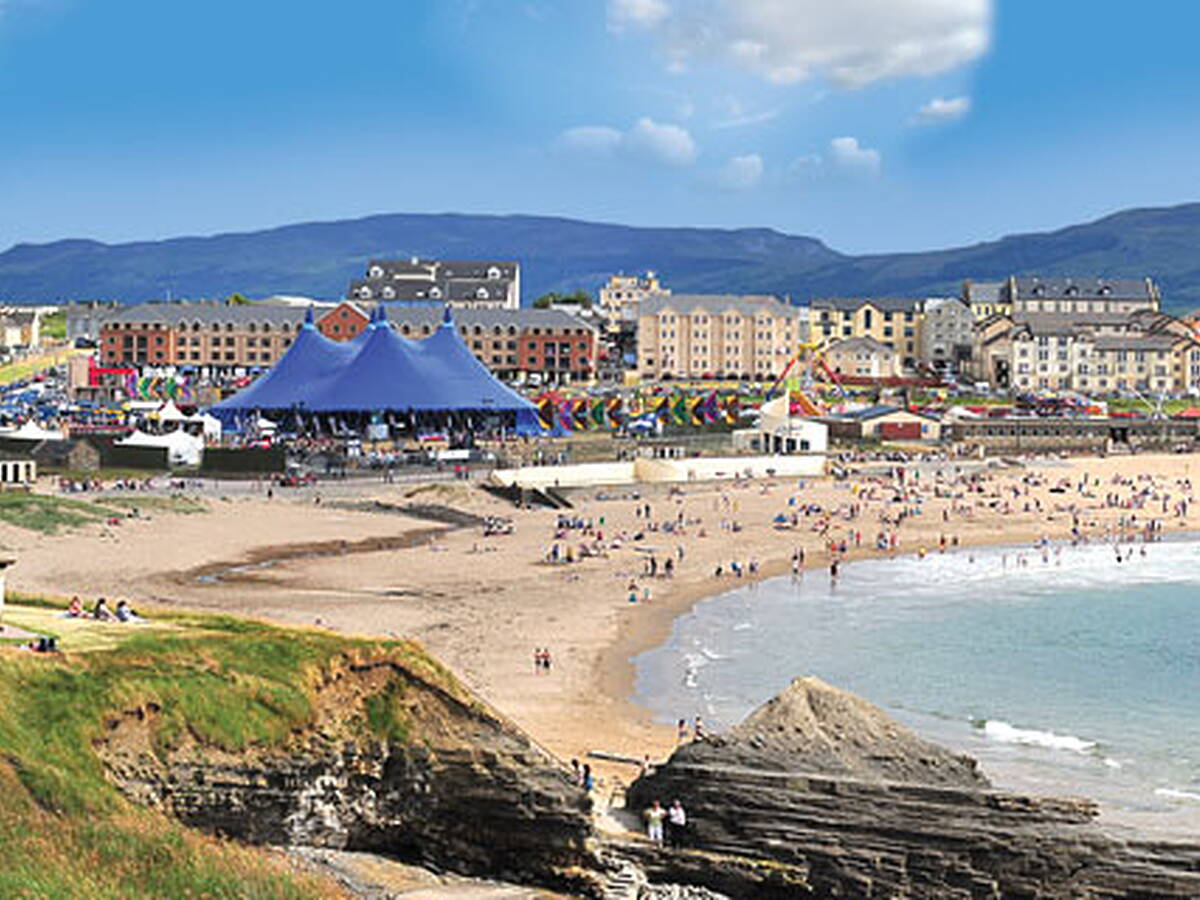 Bundoran a long shot of the beach and town