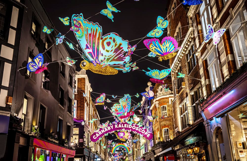 Carnaby Christmas decorations in 2021, Soho, London