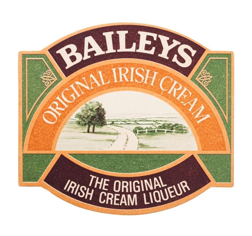 UGUST 22, 2018: Baileys irish Cream original paper mat coaster isolated on white background.