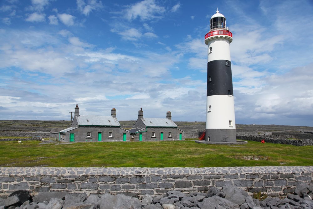 Inis Oirr Inisheer Lighthouse on Aran Islands in Ireland