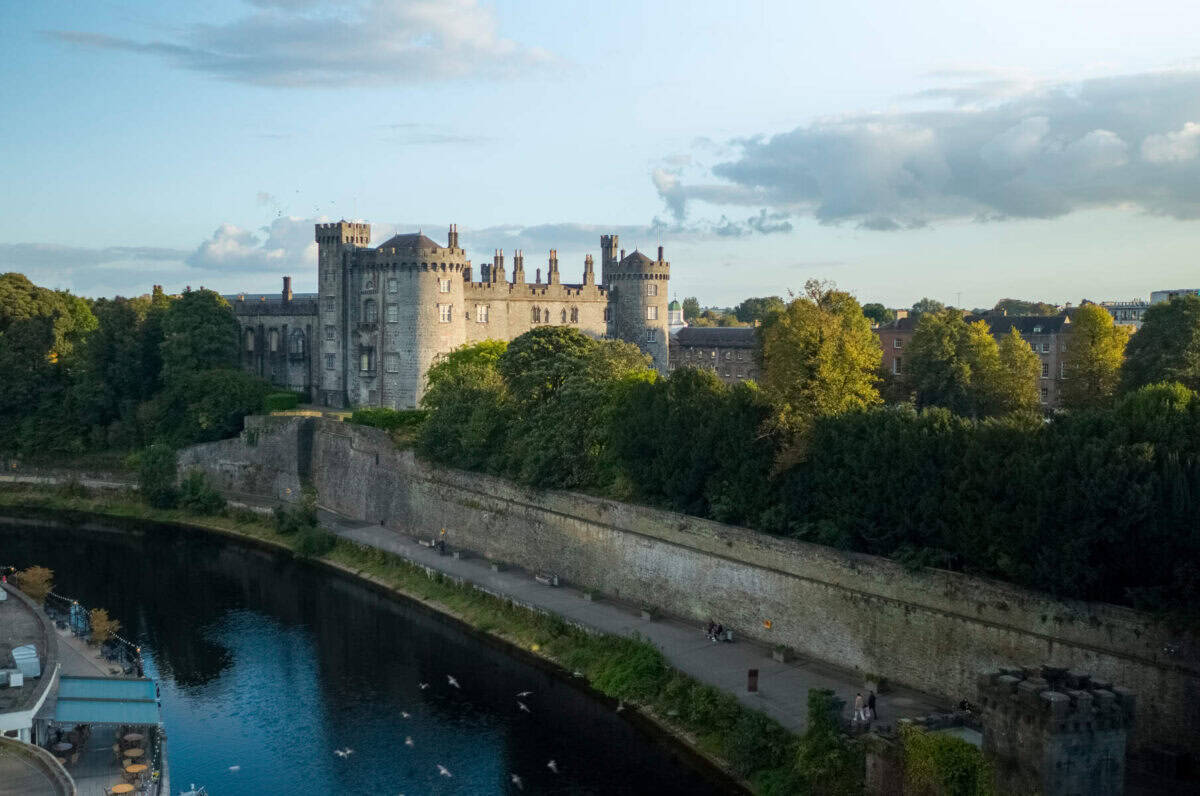 Kilkenny Castle sits on the banks of the Nore River in County Kilkenny