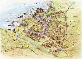 ancient map of Dun town across from Dunluce