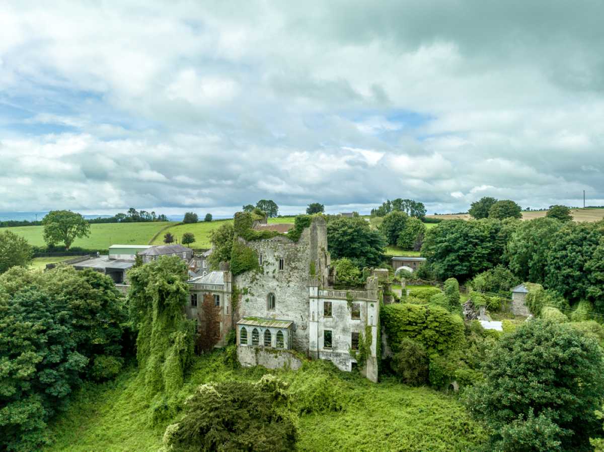 A long view of the most haunted castle in Ireland Leap