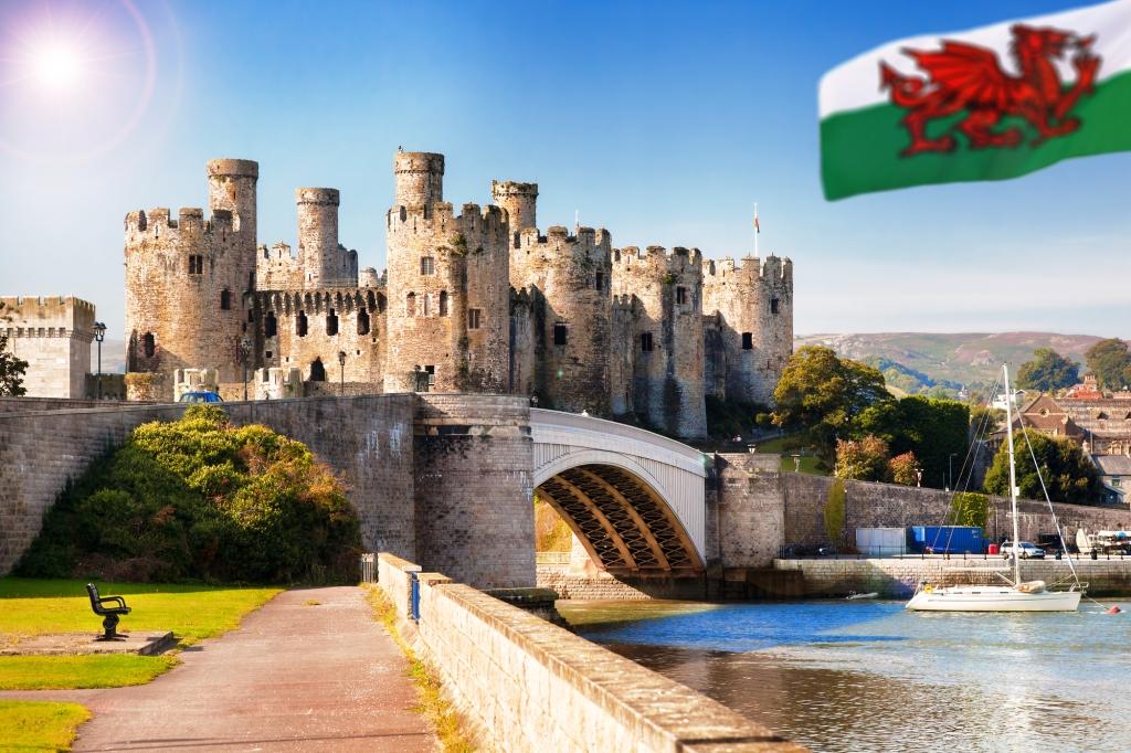 Famous Conwy Castle in Wales, United Kingdom, series of Welsh castles