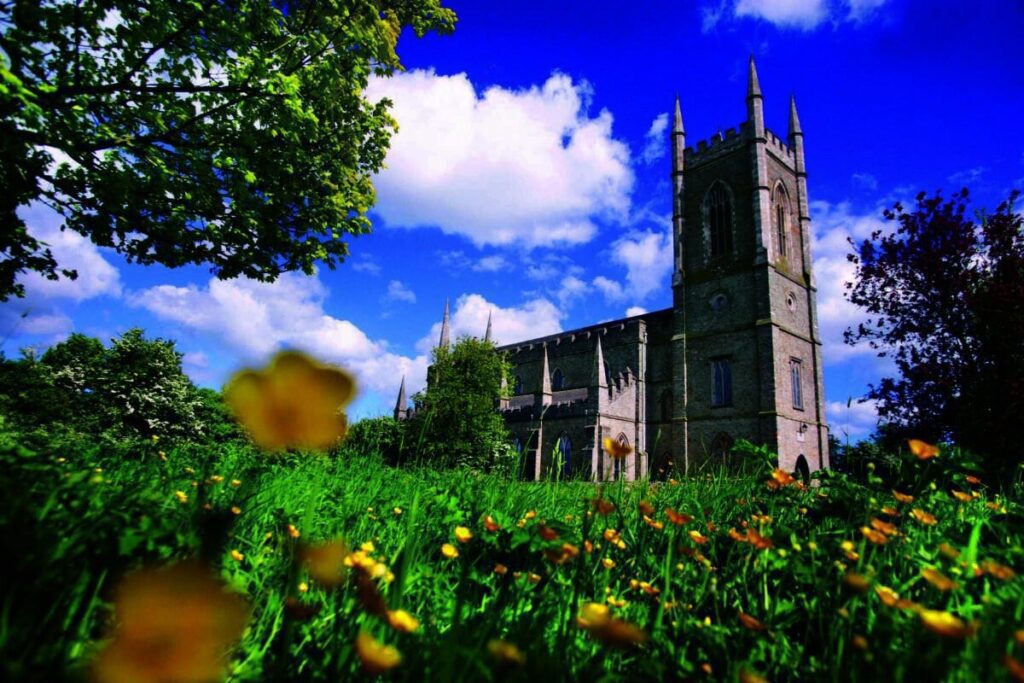 Down Cathedral framed by nature