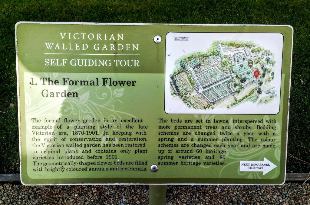 Signboard explaining the layout of the Kylemore Victorian walled gardens