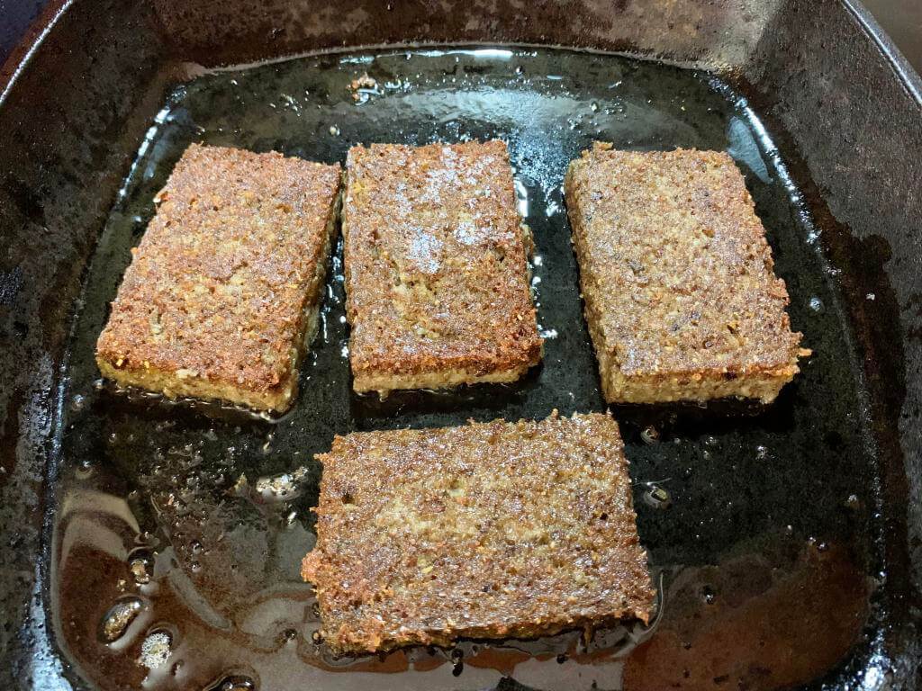 liver mush patties in a frying pan