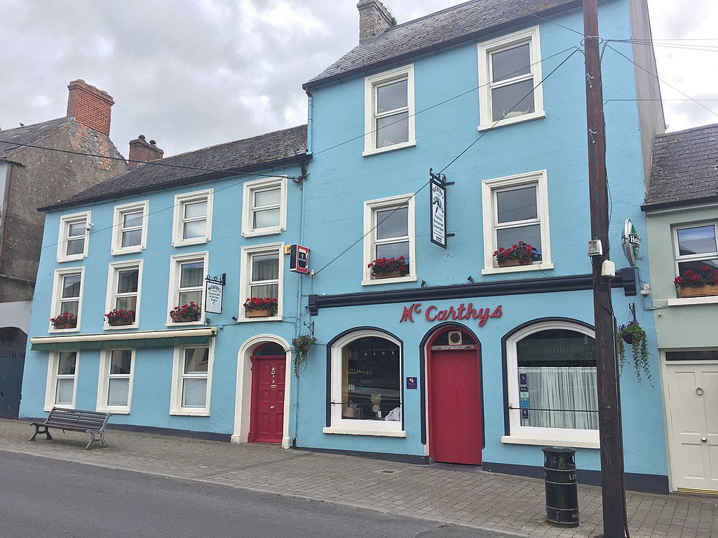 McCarthy's pub in Fethard a blue building with red doors
