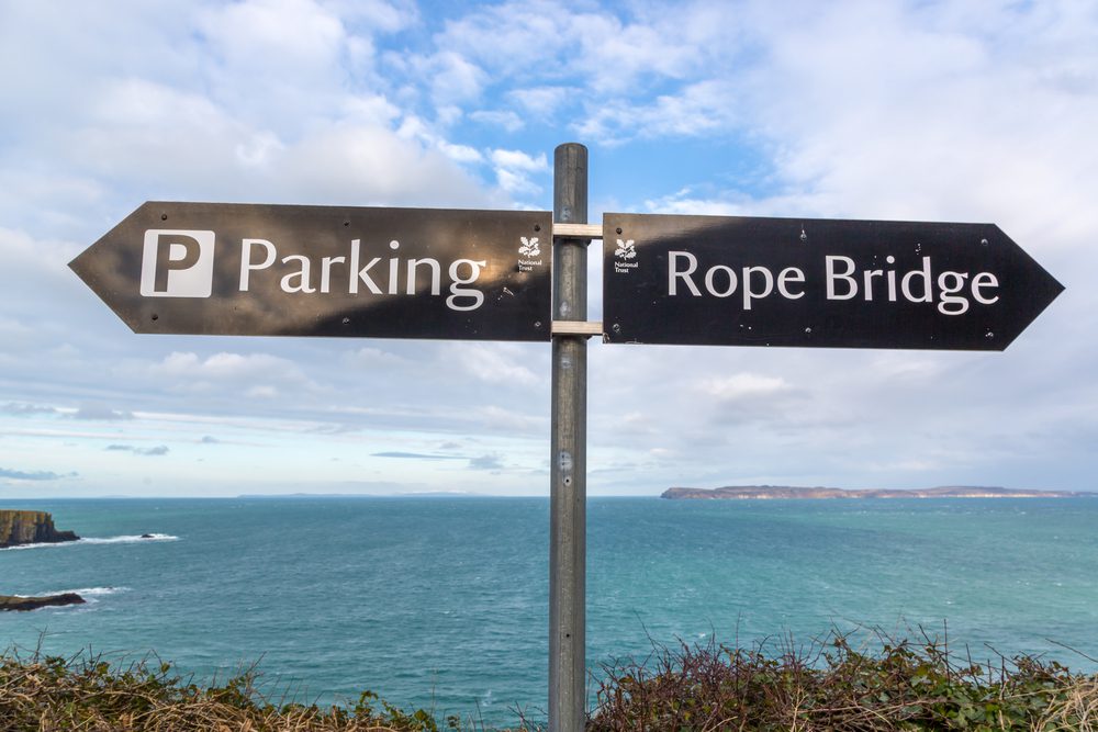 sign for rope bridge at Carrick-a-rede