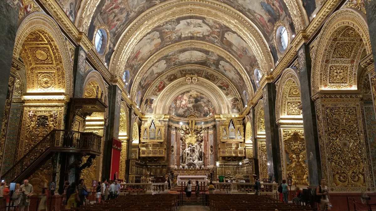 Elaborately painted interior of St Johns Cathedral ~Malta