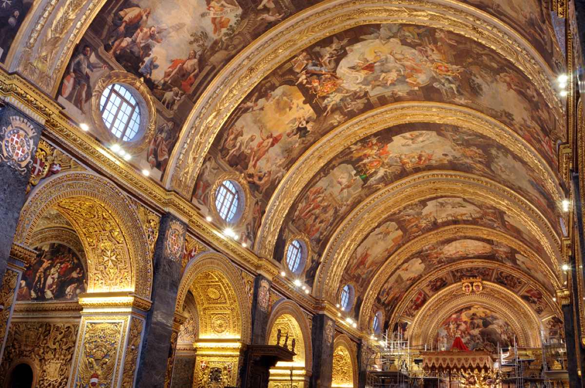 Elaborately painted interior of St Johns Cathedral ~Malta
