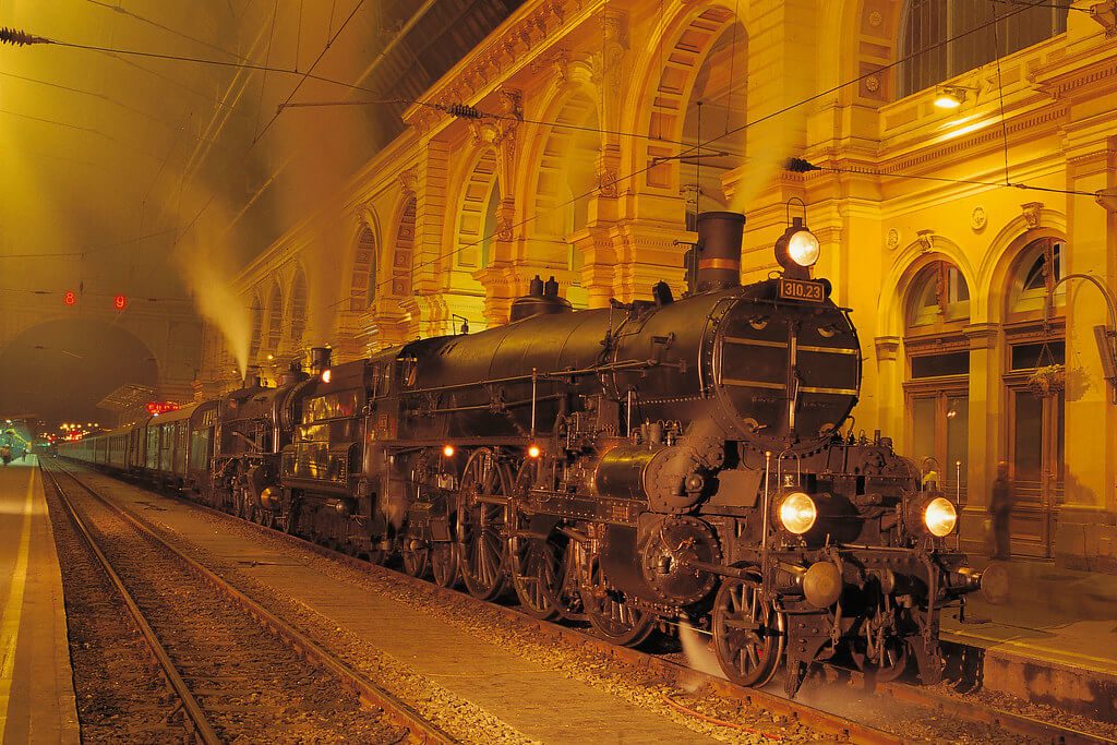 the Majestic Imperator passing through a historic station