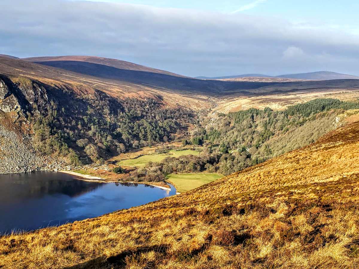 A hilltop view of the Luggala estate in Ireland where Vikings was filmed. Vikings filming sites in Ireland