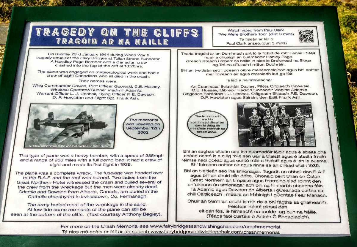 A full information board about the Tragedy on the Cliffs of Tullan Strand