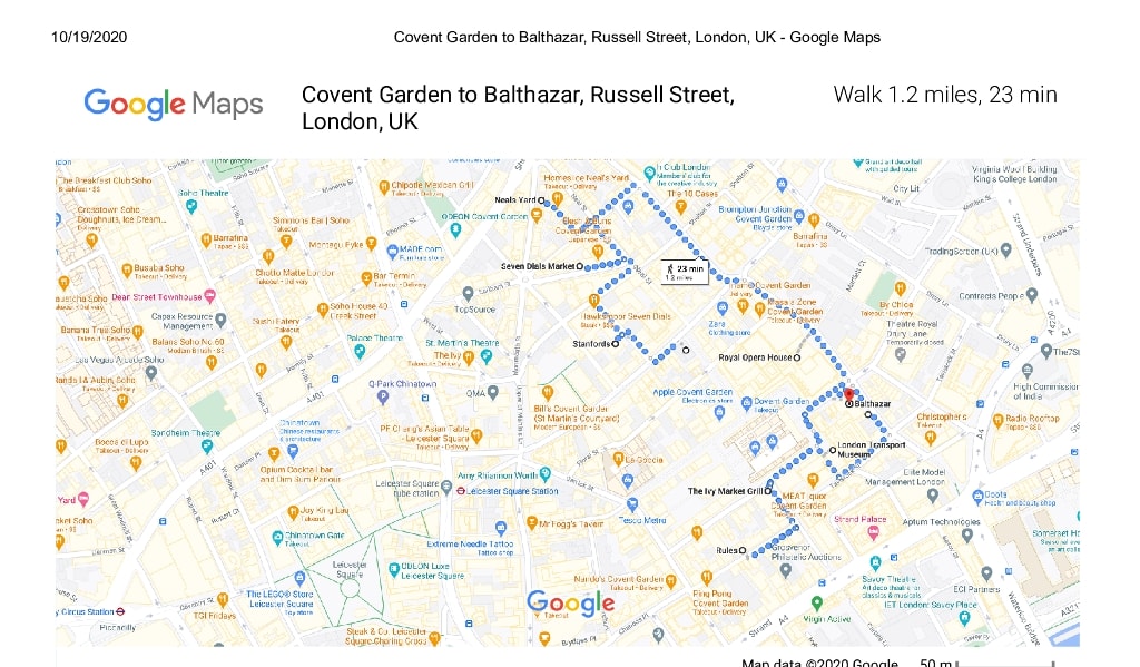google map of Covent Garden Market