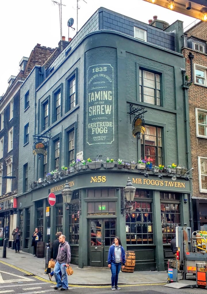 Mr Fogg's Tavern in Covent Garden Market an old Victorian pub that was frequented by the theatre crowd.