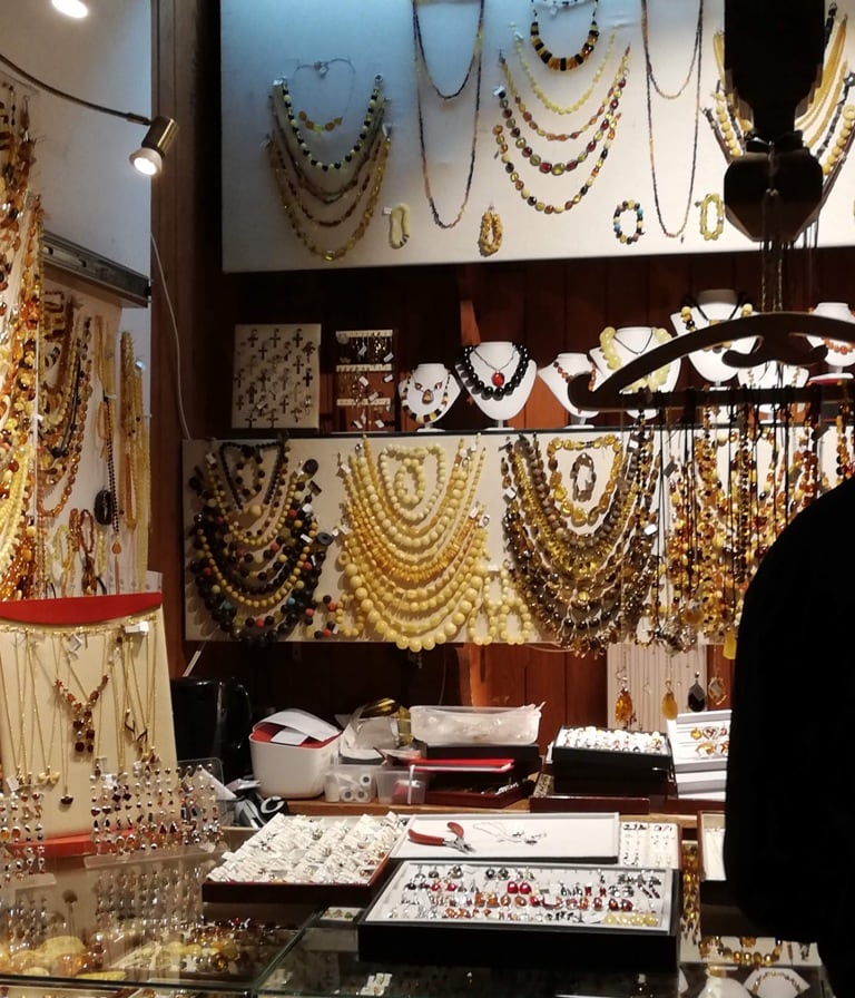 things to do in Krakow, visit the Cloth Hall where a market has been held for centuries. One of the highlights is the stalls full of all kinds of amber Jewellry