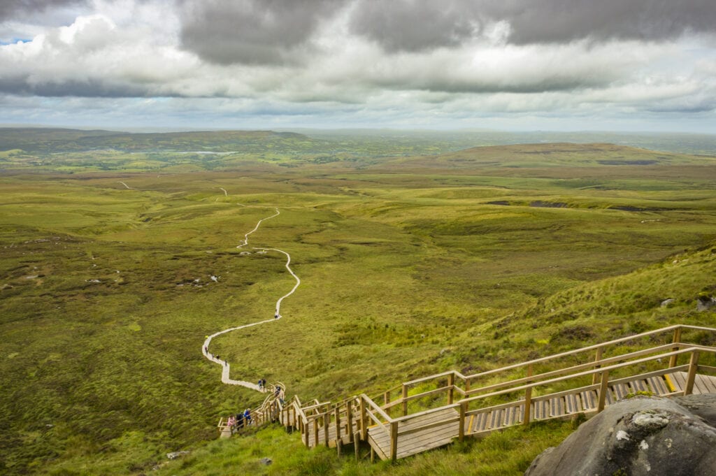 View of The Stairway to Heaven at Cuilcagh mountain from the top