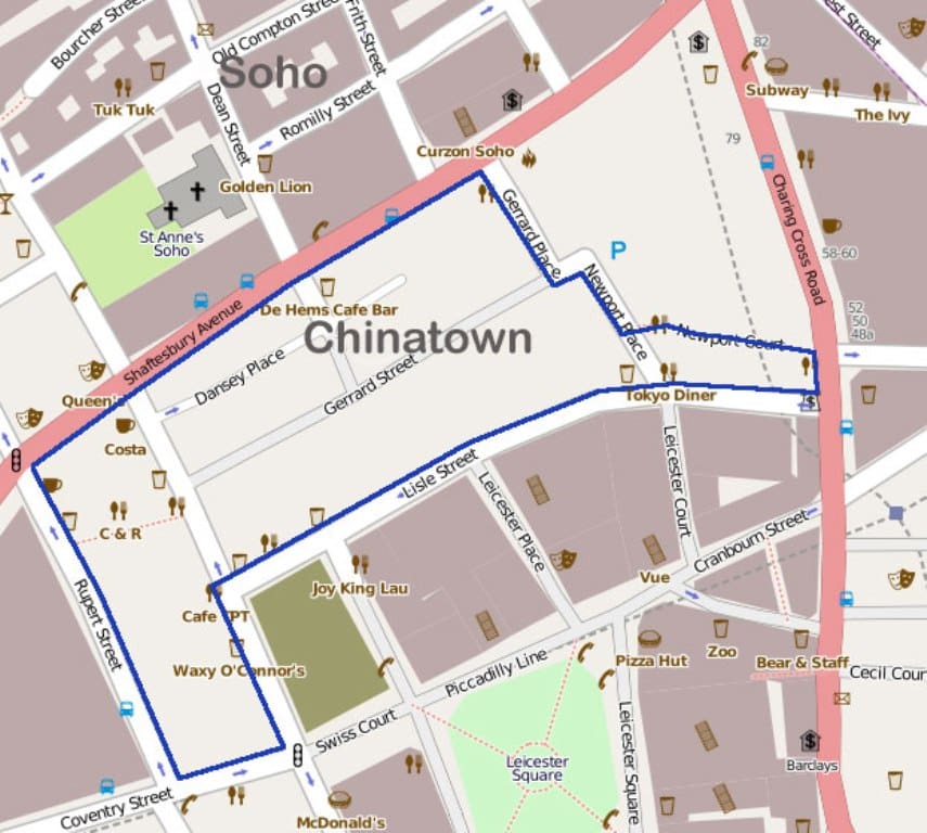 Map of Chinatown London